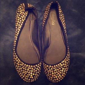 Candies black & gold ballet flats